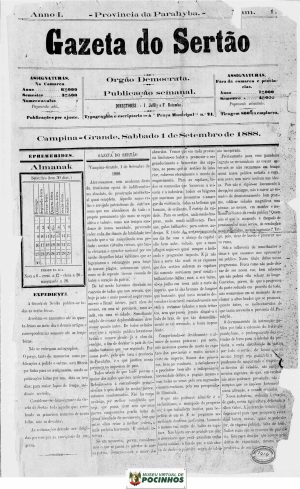 1 pagina do primeiro gaseta do sertao